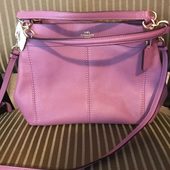 Coach Lexy Pebbled Leather Light Purple Shoulder / Hand Bag Purse - Picture 2 of 2
